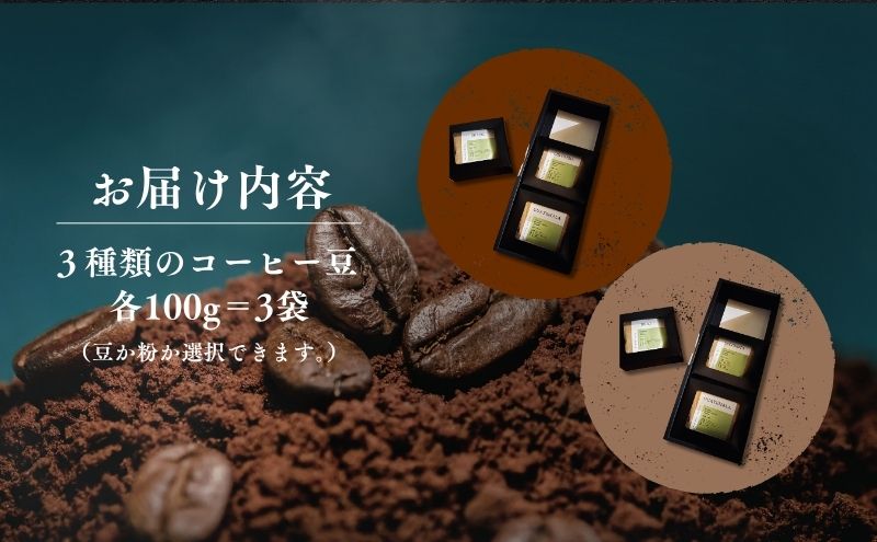 自家焙煎コーヒー豆3種セット【100g×3袋】（豆）