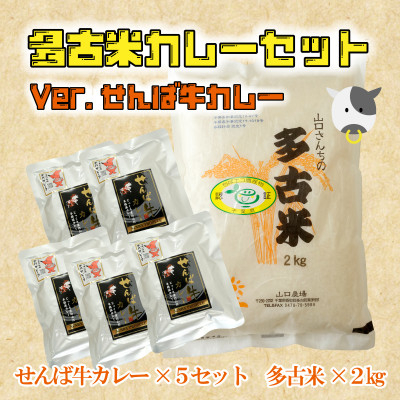 
ご飯にはやっぱりカレー!「多古米コシヒカリ2kg」と「せんば牛カレー200g×5」セット【1491088】
