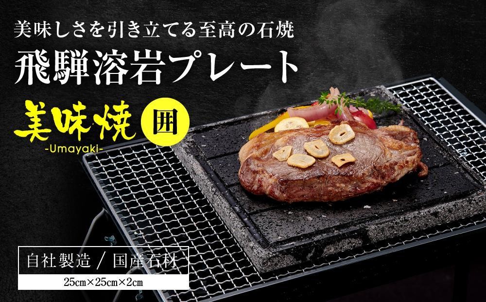 
                  【飛騨溶岩プレート】美味焼【囲】｜お肉やお野菜が美味しく焼ける！ アウトドア  屋外 溶岩石  焼肉プレート 砂原石材 BE001VP
                
