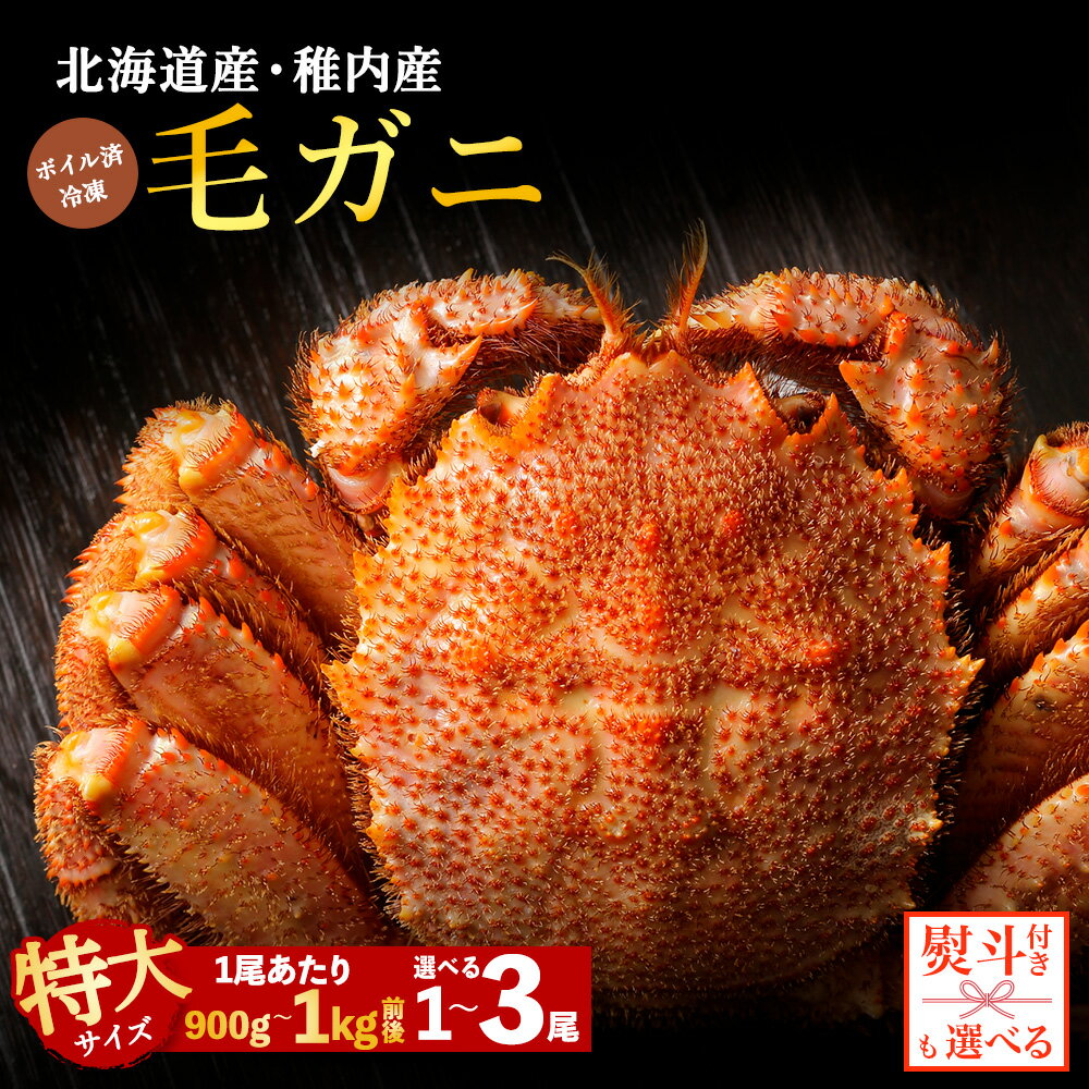 【ふるさと納税】【内熨斗付】【ボイル済み急速冷凍】身がパンパンに詰まった稚内産毛ガニ 選べる1尾〜3尾 1尾900g〜1kgボイル 毛がに 毛ガニ 毛蟹 ボイル 蟹 カニ 北海道ふるさと納税 稚内 【配送不可地域：離島・沖縄県】