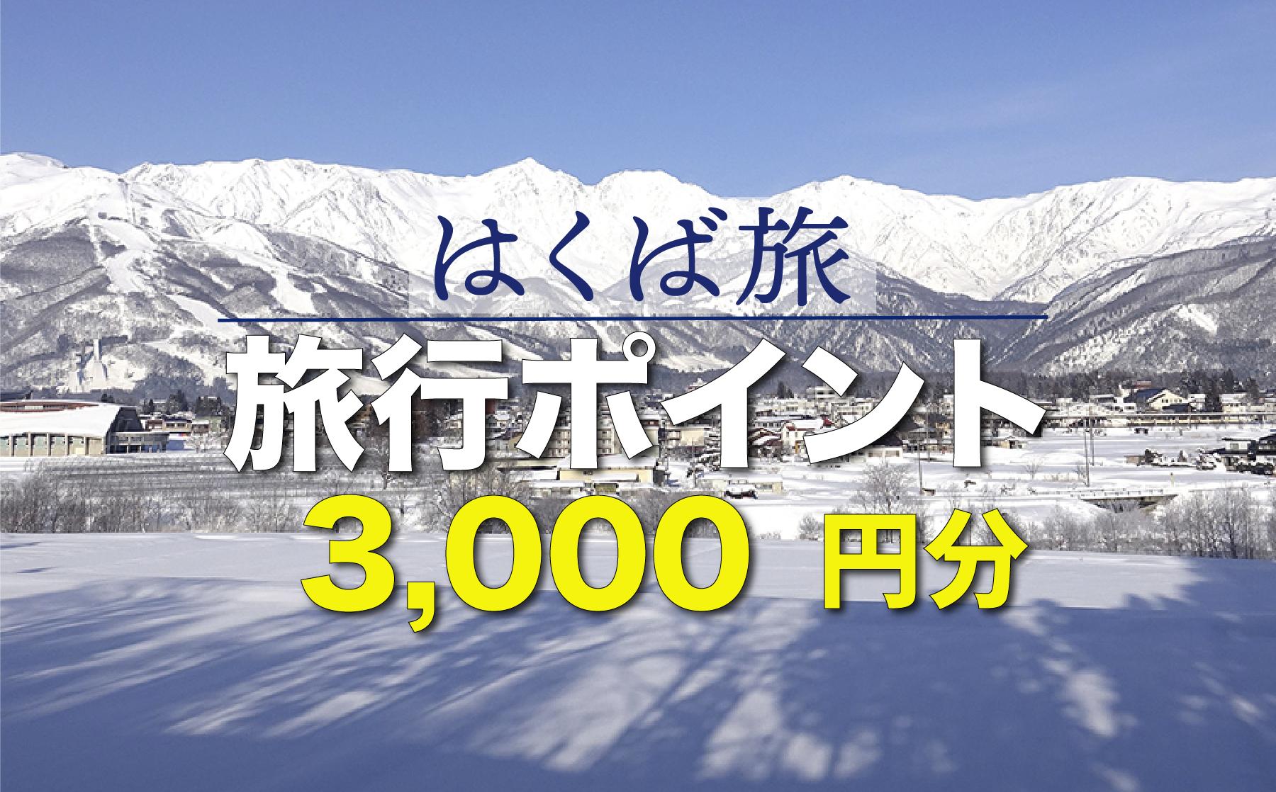 
                  はくば旅ポイント 3,000円分／長野県 白馬村 旅行 トラベル 旅 観光 宿泊 選べる 宿 ホテル 旅館 ポイント 3,000円分 有効期限5年間 交通費 便利 おすすめ【K0930724】
                