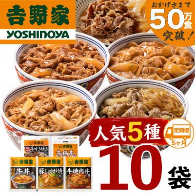 ふるさと納税 十日町市 【毎月定期便】吉野家 牛丼の具入り人気5種10袋 牛丼など詰め合わせセット 冷凍 吉野家牛丼 全5回