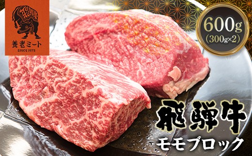 飛騨牛 モモブロック 600g (300g×2) 牛肉 和牛 肉 赤身 塊肉 ローストビーフ ステーキ 焼肉 岐阜県 坂祝町 養老ミート ブランド牛 国産 鉄板焼き 赤身肉 ギフト 御祝 内祝 贈り物 F6M-400