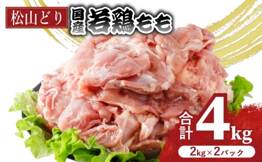 松山どり もも肉 2kg×2パック 計4kg |  国産 鶏肉 小分け 若鶏 冷凍 愛媛県 松山市 株式会社ビージョイ