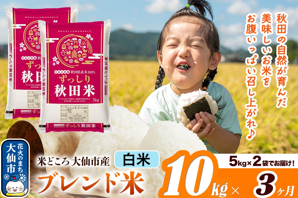 
                  米《定期便3ヶ月》米どころ 秋田県大仙市産 ブレンド米【白米】10kg（5kg×2袋） [米 お米 こめ 白米 精米 ブレンド米 小分け ご飯 ごはん 米どころ 秋田県産 大仙市]
                