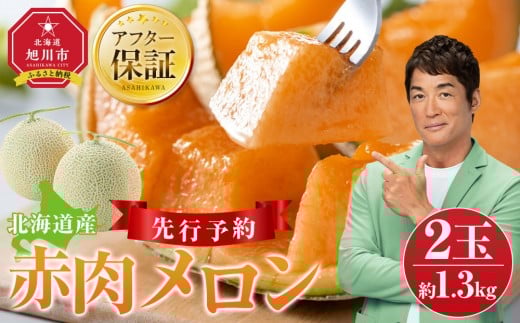 【26年発送先行予約】北海道産赤肉メロン約1.3kg×2玉 (2026年7月中旬から発送開始予定)