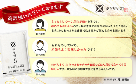 令和7年産 宮城県丸森町産 ゆうだい21 精米10kg (5kg×2個)【52002】