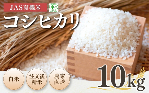 【コシヒカリ】白米 10kg JAS有機米 令和7年産 | 精米 JAS 有機米 米 コメ ブランド米 低温貯蔵庫 福島県産 根本有機農園 オーガニック米 福島県産こしひかり 福島県産コシヒカリ 福島コシヒカリ