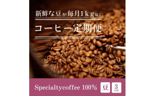 ＜毎月定期便＞毎月違うコーヒー豆をお届け スペシャルティコーヒー 豆 1kg全3回【4076155】