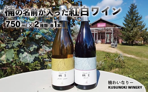 
            [No.5657-4150]楠の名前が入った紅白ワイン 2本セット (750ml×2種類 各1本) 《楠わいなりー》
          