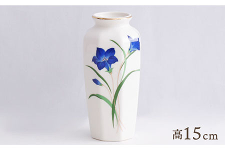【美濃焼】 花瓶 花立 花柄八角 5寸 『ききょう』 多治見市/佐々木陶器 花器 生け花 花 柄 インテリア おしゃれ 上品 花瓶 花びん 手作り ギフト プレゼント 贈答 贈り物 送料無料 [TAJ