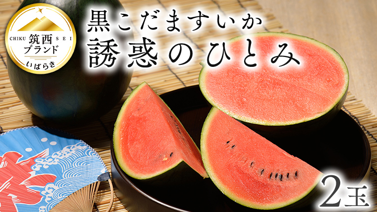 【 JA北つくば 】 黒こだますいか 「 誘惑のひとみ 」 2玉 先行予約 小玉すいか 小玉 すいか スイカ 果物 フルーツ [AE018ci]