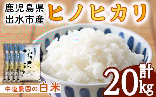i1079-C 鹿児島県 出水市産 ヒノヒカリ (計20kg・5kg×4袋) 米 20kg ひのひかりヒノヒカリ 鹿児島 20キロお米 九州 九州産 甘み あっさり もちもち 【いずみキッチン】