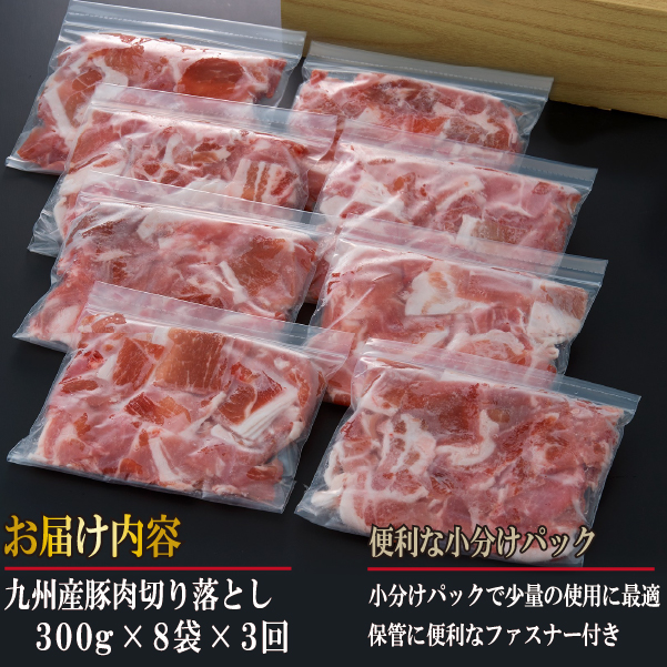 【定期便・全3回】九州産 豚肉満足 切り落とし 定期便（豚肉 切り落とし 小間切れ 定期便）_イメージ2