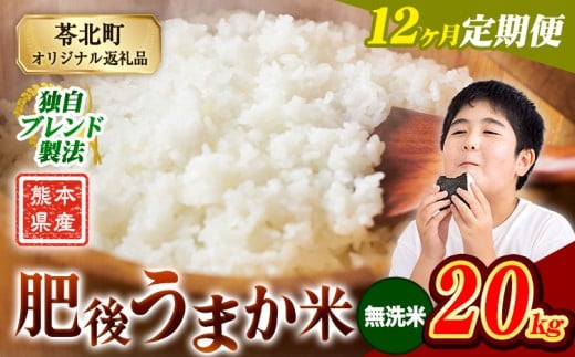 【12か月定期便】米 無洗米 熊本県産 肥後うまか米 20kg(5kg×4袋) 精米 こめ  コメ お米 おこめ ブレンド米《申込月の翌月から出荷開始》熊本県産  コメ お米 おこめ