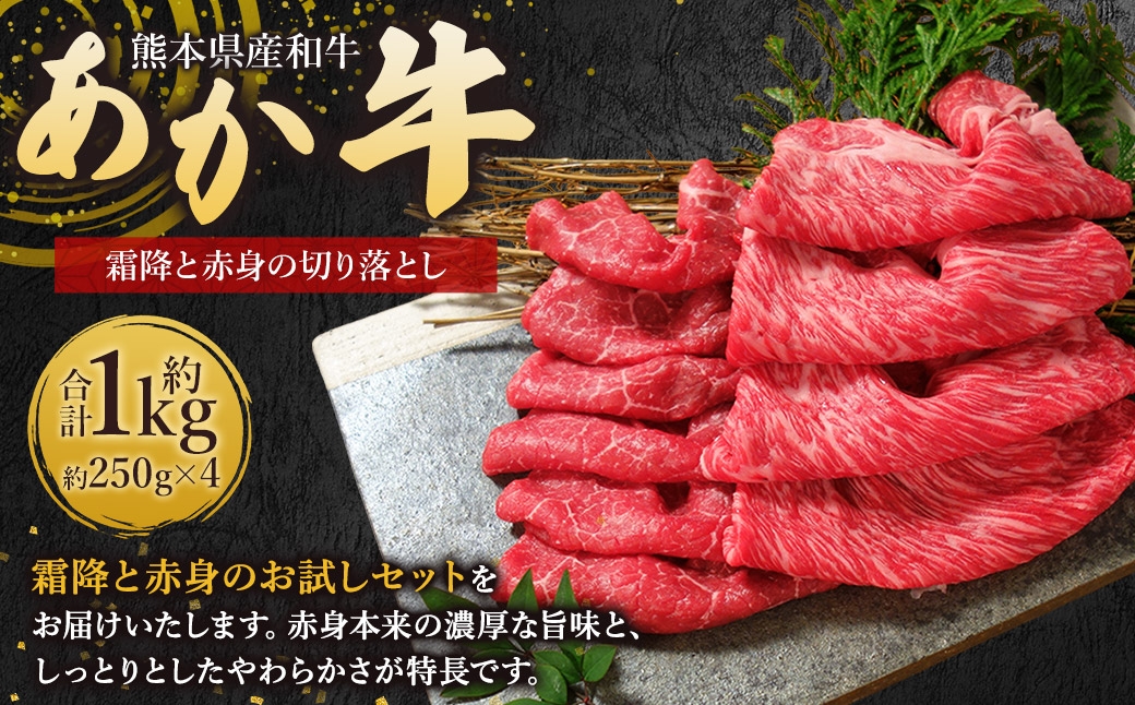 
                  熊本県産和牛 「 あか牛 」 切り落とし 約1kg （ 霜降と赤身のお試しセット ） 牛肉 お肉 ニク 肉 にく 牛 国産牛 国産 熊本県産 あか牛 熊本和牛あか牛
                