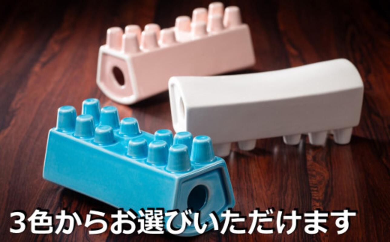 【萬古焼（ばんこやき）】陶器製の枕・陶枕（とうちん）ブルー　冷凍庫で冷やして熱冷まし枕、マッサージに、夏のゴロ寝枕に陶枕（愛称：トウチン・カアチン）　小島陶器 ブルー