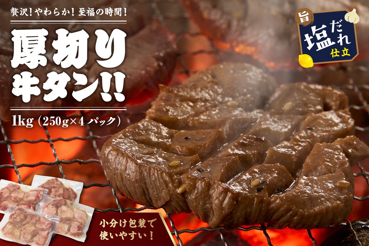 
            【訳あり】贅沢！やわらか！至福の時間！！厚切り塩だれ牛タン！！1kg（250g×4パック）（2026年1月上旬～発送）　YK00465
          