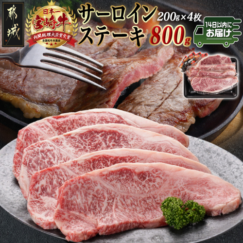 宮崎牛サーロインステーキ(200g×4枚)≪みやこんじょ快速便≫_34-N401-R