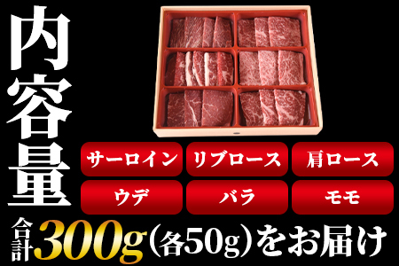 ＜宮崎県産黒毛和牛(経産)6種焼肉セット 300g＞翌月末までに順次出荷【 国産 黒毛和牛 牛肉 牛 精肉 焼き肉 焼肉 サーロイン リブロース 肩ロース ウデ モモ バラ 贈答品 ギフト 贈り物 グ