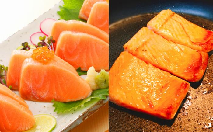 【ふるさと納税】 お刺身トラウトサーモン 1kg＆とろサーモンハラミ燻製焼き 1.5kg 鮭 さけ サケ しゃけ シャケ 魚 さかな サカナ お取り寄せ グルメ 海鮮 燻製 スモーク 刺身 北海道 根室市 ふるさと納税 B-09071