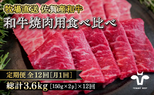 
【定期便12回】【牧場直送】佐賀産黒毛和牛 和牛焼肉用 300g：C144-009
