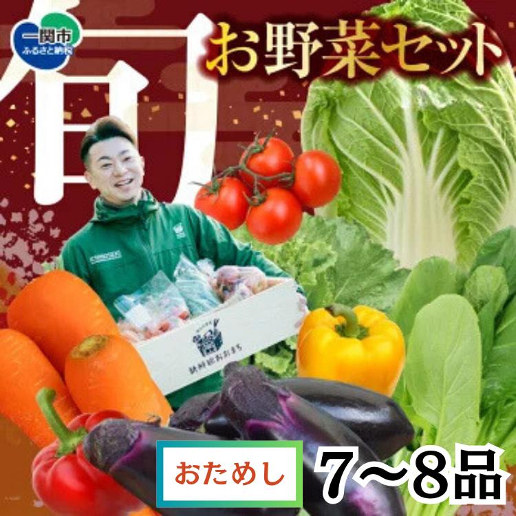 旬 新鮮 野菜セット 7～8品 野菜 詰め合わせ お試し おためし セット ふるさと納税 贈り物 ギフト じゃがいも 人参 大根 きのこ サラダ 鍋 果物 農家 直送 産地直送 産直 農産物 おまかせ お取り寄せ 送料無料 新鮮館おおまち 岩手県 一関市