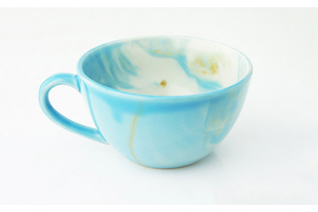 【美濃焼】Marble スープカップ 2個セット（スカイ・ピンク）【佐橋製陶所】≪土岐市≫ 食器 マグカップ コップ マーブル ペア 夫婦 新生活 かわいい おしゃれ カラフル ブルー ピンク 水色 