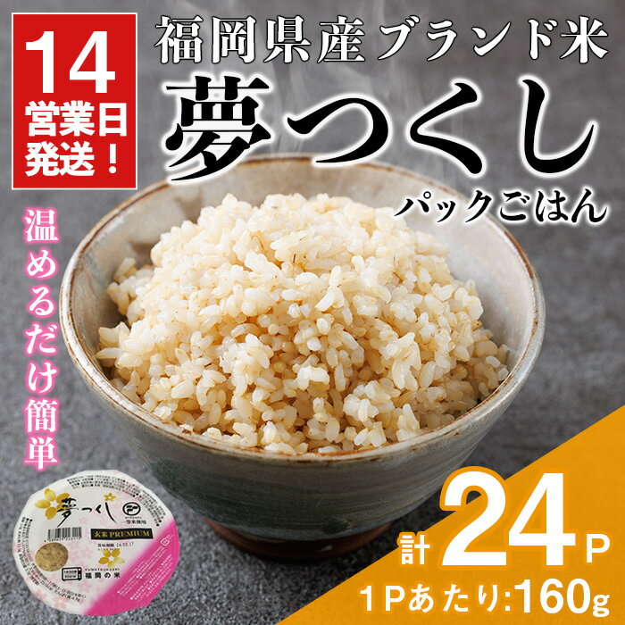 【ふるさと納税】夢つくし玄米PREMIUM パックごはん (160g×24食) お米 米 玄米 国産 福岡県産 ブランド米 パックごはん160g 簡単 時短 ごはん レンチン 常温 ＜北海道・沖縄・離島配送不可＞【ksg1783】