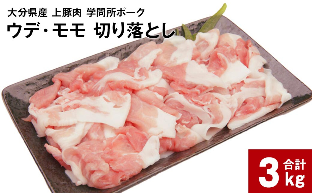 
大分県産上豚肉 「学問所ポーク」 ウデ・モモ 切り落とし 計3kg（250g×12パック）
