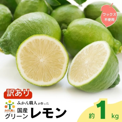 訳あり レモン （ グリーンレモン ） 1kg りのか 【発送期間:8月中旬～】 レモン 減農薬 柑橘 檸檬 くだもの 果実 国産 愛媛 みかん職人武田屋 ブランド 愛媛県産 産直 無添加