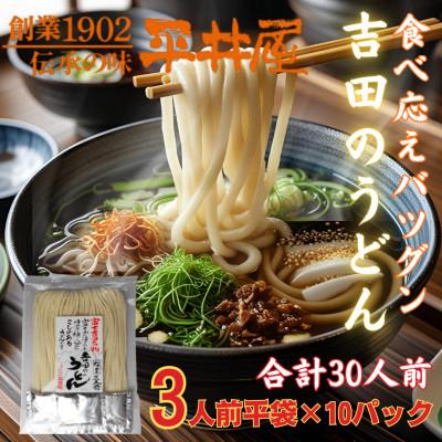 ふるさと納税 西桂町 【訳あり】山梨県西桂町が誇る老舗製麺所「平井屋」の吉田のうどん3人前平袋×10パック(合計30人前)