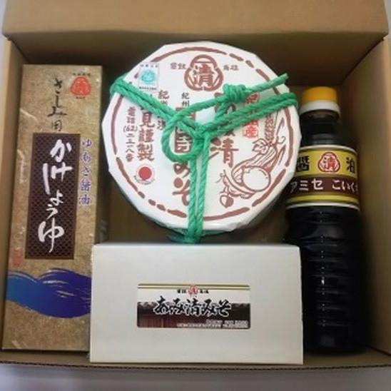 
A6010n_紀州味めぐりセット (紀州金山寺味噌500g 濃口醤油500ml 刺身醤油360ml)
