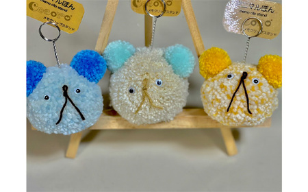 No.348 【Aセット】福ねこ（大）＆アニマルポン＆編み込みフェイクレザーストラップ