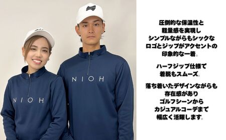 メンズ エアライトログジップロングスリーブモックネックシャツ/ネイビー/Lサイズ ゴルフウェア ゴルフ メンズ ロゴカラー モックネック 紺色 おしゃれ コーデ｜石川県 小松市【有限会社ドオム】