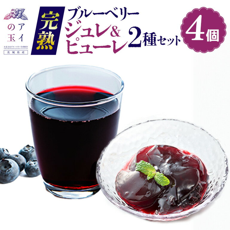 【ふるさと納税】【アイの玉】完熟ブルーベリージュレ＆ピューレ2種セット（4個）ジュレ ジャム グラニュー糖 ピューレ 無糖 ヘルシー ブルーベリー フルーツ 果物 くだもの 手作り 73-G