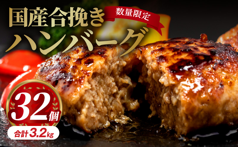 数量限定 国産合挽きハンバーグ32個|牛肉 豚肉 お肉 肉加工品 合挽 ハンバーグ 合挽ハンバーグ 生ハンバーグ タネ 国産 小分け パック 冷凍 惣菜 おかず お弁当 普段使い ストック 人気 おすすめ おすそ分け 贈答 贈り物 ミヤチク|_M132-018_02