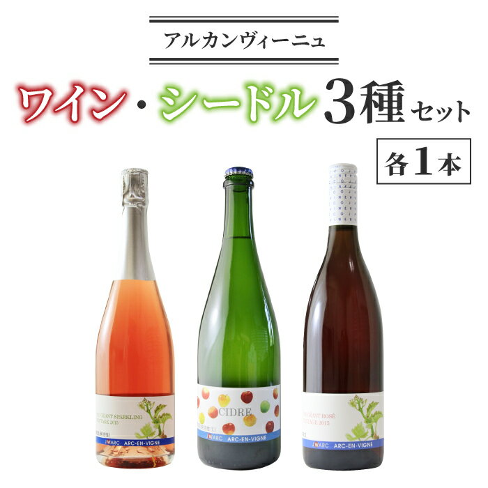 【ふるさと納税】ワイン・シードル 3種セット(巨峰 スパークリング・シードル・巨峰ロゼ) ワインセット｜【アルカンヴィーニュ】長野 東御 飲み比べ 日本ワイン 長野ワイン 東御ワイン 人気 カジュアルワイン テーブルワイン 美味しい りんご 醸造酒 飲み比べ プレゼント