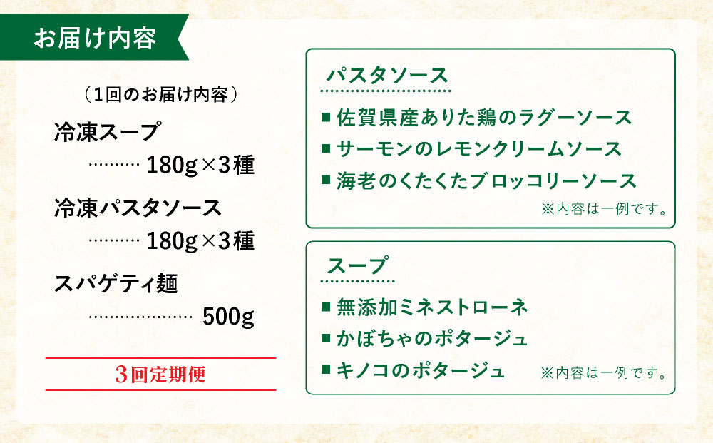 ＜定期便・全3回＞ シェフのおすすめ 無添加 スープ & パスタ ソースセット 自家製