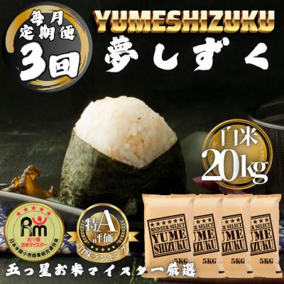 ふるさと納税 多久市 【毎月定期便】夢しずく白米20kg(5kg×4袋)(多久市)全3回