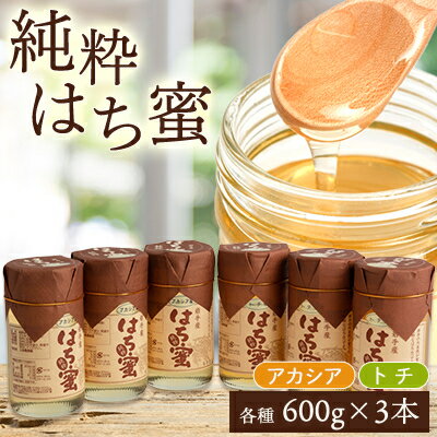【ふるさと納税】天然ハチミツ2種6個セット(アカシア600g×3個、トチ600g×3個)【配送不可地域：離島・沖縄県】【1034001】