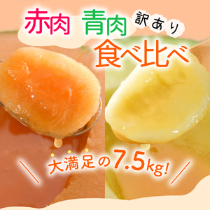 【2024年8月上旬発送】【訳あり】メロン7.5kg程度（赤肉・青肉セット）（4～8玉)青森産