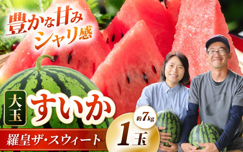 
                  【先行予約】藤重農園の露地スイカ 羅皇ザ・スイート １玉（約7kg）※2027年7月中旬以降順次発送 [aw083-a004]
                