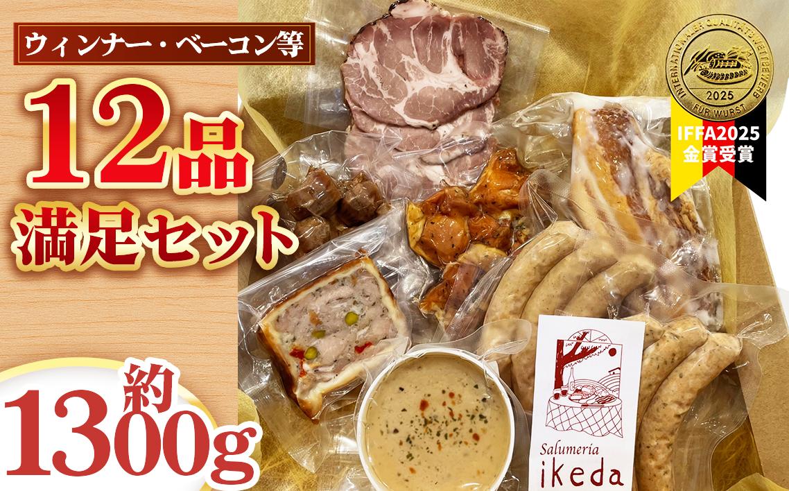 
            No.444 ウインナー・ベーコン・ローストポーク等12品満足セット　約1300g ／ 肉 豚肉 おつまみ 燻製 スモーク ウインナー レバーペースト 鶏くん スナギーモ ベーコン ローストポーク ビーフジャーキー パテ・アンクルート 生ハム 詰め合わせ 食べ比べ 愛知県
          