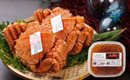毛ガニ 冷凍 2尾 (1尾350-380g前後)・ 訳あり イクラ 100g セット