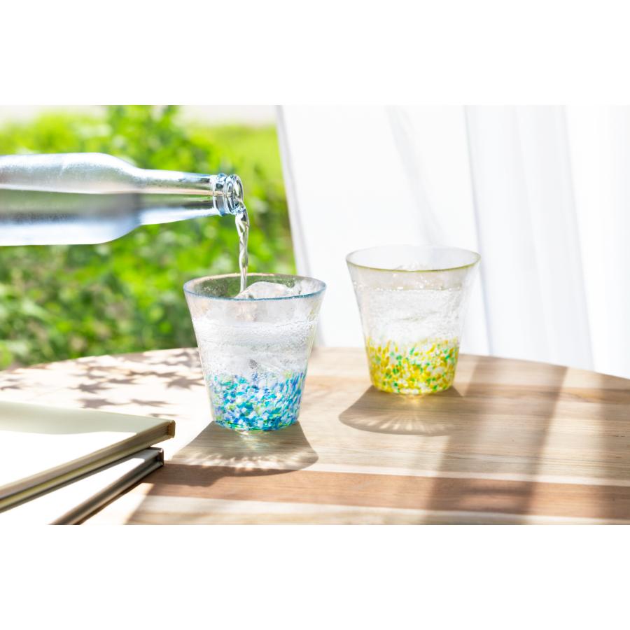 ＜津軽びいどろ＞にほんの色グラスペア 夏の花（向日葵・紫陽花）