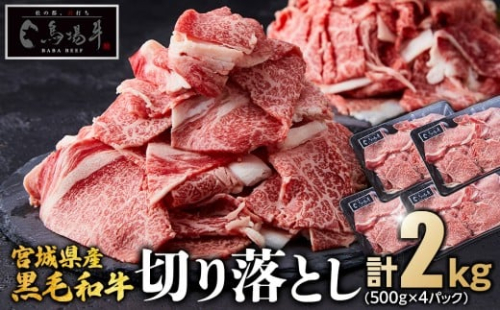 【馬場牛】宮城県産黒毛和牛 切り落とし 2kg(500g×4)