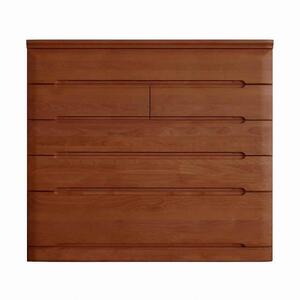 チェスト タンス 幅118 5段 奥行44 ニレ材 ブラウン色 プラム 桐たんす 箪笥 婚礼家具 衣類収納 大川家具【丸田木工】