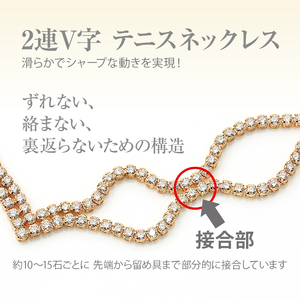 Deliciae　K18YG　テニスネックレス　2連V字　ダイヤモンド【392石7.0ctup】鑑別書付　K06018-H