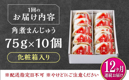 【全12回定期便】【化粧箱】長崎角煮まんじゅう 10個 《対馬市》【岩崎本舗】冷凍 角煮 角煮まん 個包装 豚まん[WBC070]